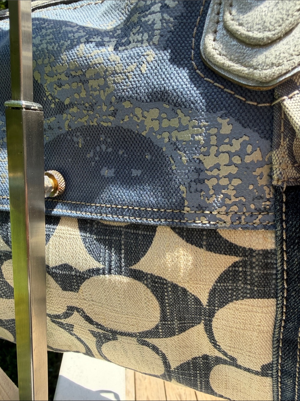 Coach Poppy Denim and Metallic Blue Patchwork Rocker Satchel 2010 w TAGS - Picture 13 of 17